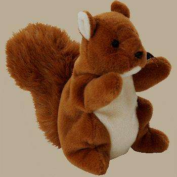 NUTS. The Squirrel. Soft toy. Collectable Ty Beanie Baby. Born January 21, 1996. Retired