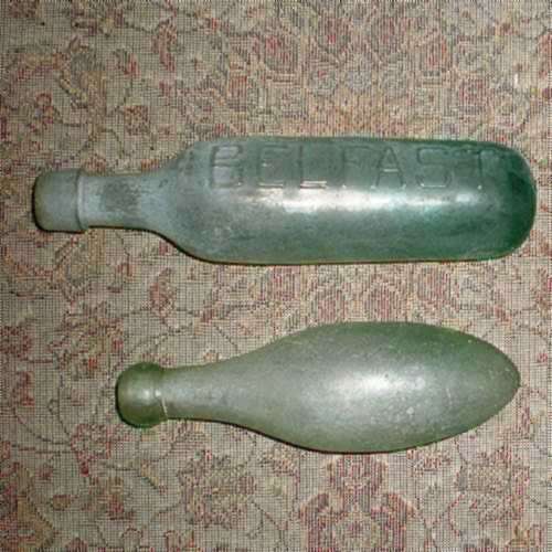 2 OLD CARBONATED WATER BOTTLES. Hamilton patent. 19th Cent..