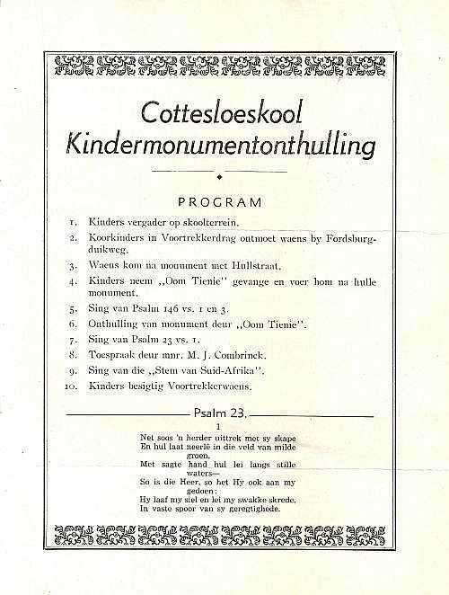 Program: Onthulling kindermonument.