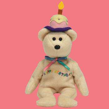 HAPPY BIRTHDAY. The Bear (Soft toy). Collectable TY Beanie Baby. Born 2006 (Retired)