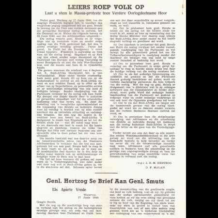 HERTZOG EN MALAN. Anti Oorlog pamflet. 1940. (teen Smuts regering). Skaars!