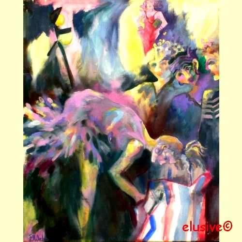 Orig acrylic painting. 'After the Ball'  by S A artist D WEBB. Unframed - on stretcher. (1987)