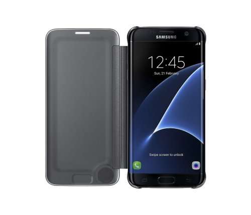 Galaxy S7 SView Flip Clear Cover, Samsung Official Genuine Case (Black)