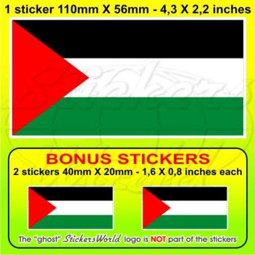 PALESTINE Flag, Palestinian State Vinyl Sticker, Decal 4,3" (110mm) x1+2 BONUS