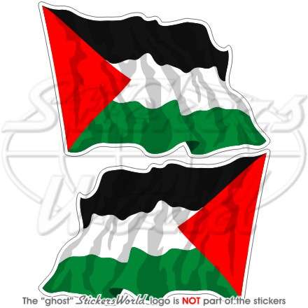 PALESTINE Waving Flag, Palestinian State Vinyl Stickers, Decals 4,7" (120mm) x2