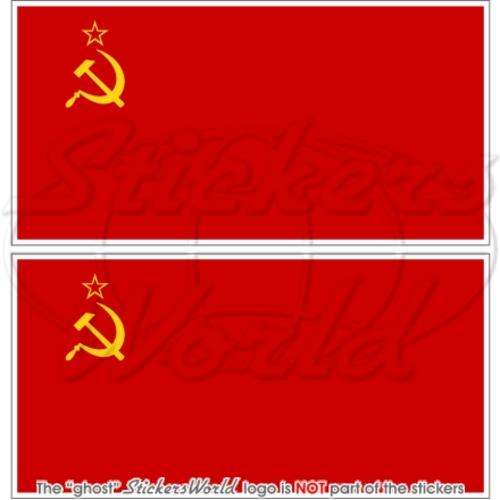 SOVIET UNION Flag, Communist Russia USSR Bumper Stickers, Decals 3" (75mm) x2