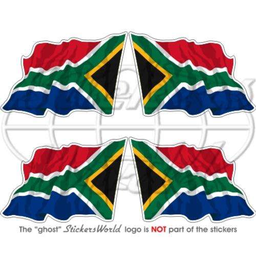 SOUTH AFRICA Waving Flag AFRICAN Vinyl Bumper-Helmet Stickers-Decals 2"(50mm) x4