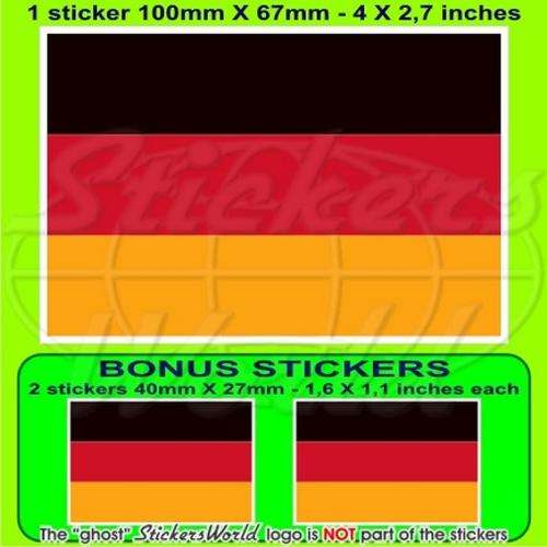 GERMANY German Flag Deutsch Vinyl Bumper Sticker, Decal 4" (100mm) x1+2 BONUS