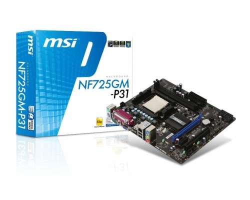 MSI NF752GM-P31 socket AM3 motherboard plus 2 X 2GB memory modules.