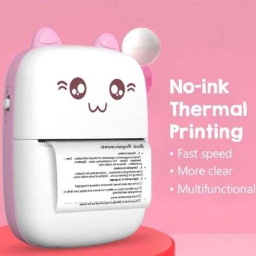 Portable Bluetooth Mini Thermal Printer - Blue and Pink