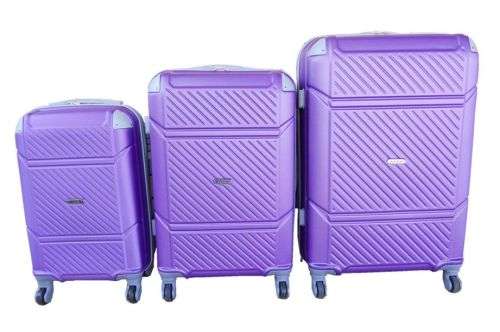 3 Piece Hard Outer Shell Luggage Set - Purple