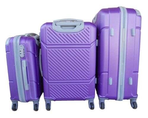 3 Piece Hard Outer Shell Luggage Set - Purple