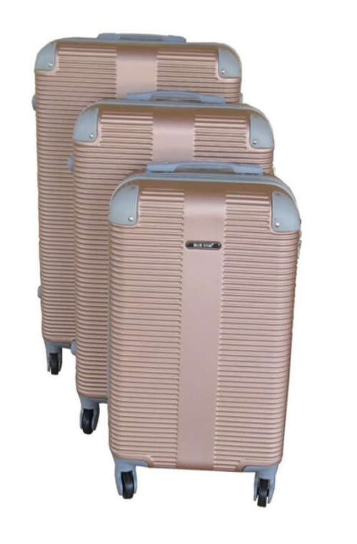 Quality 3 Piece Hard Outer Shell Protected Travel Luggage Suitcase Set - ROSE GOLD