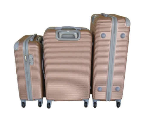Quality 3 Piece Hard Outer Shell Protected Travel Luggage Suitcase Set - ROSE GOLD