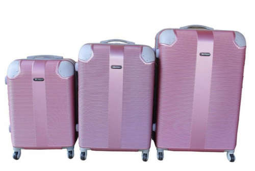 Quality 3 Piece Hard Outer Shell Protected Travel Luggage Suitcase Set - ROSE GOLD