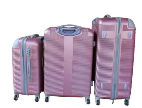 Quality 3 Piece Hard Outer Shell Protected Travel Luggage Suitcase Set - ROSE GOLD