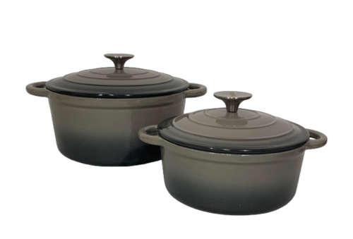 Pot set 7 Piece Cast Iron Grooved Lid Grey
