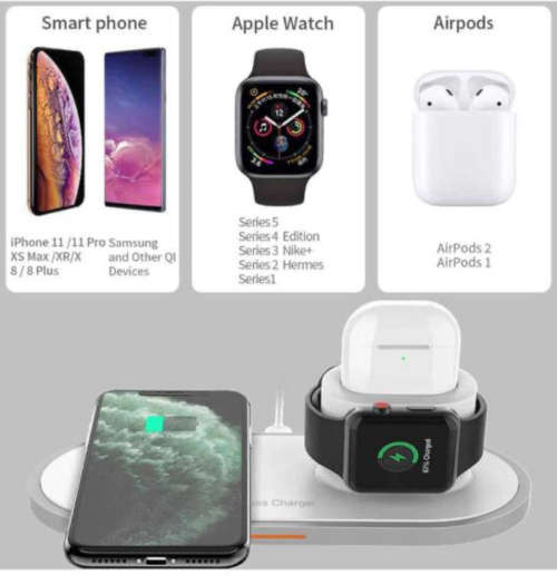 3-in-1 Wireless Apple Charger for Iphone, Iwatch & Airpod NEW