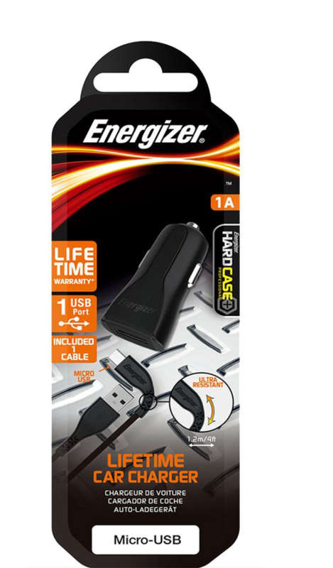 Energizer Car Charger 1A + Micro-USB Cable - Black