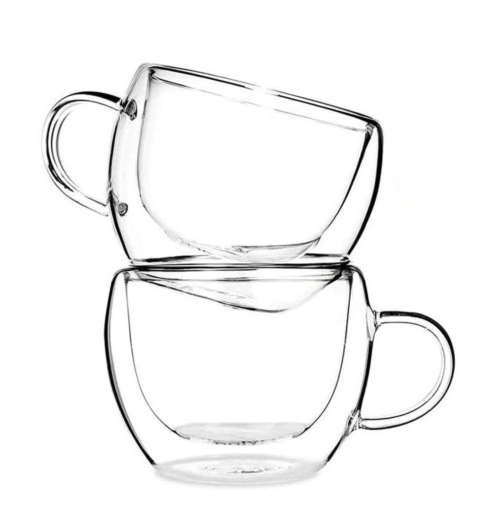 150ml Double Wall Glass Mug Set of 2 - Transparent