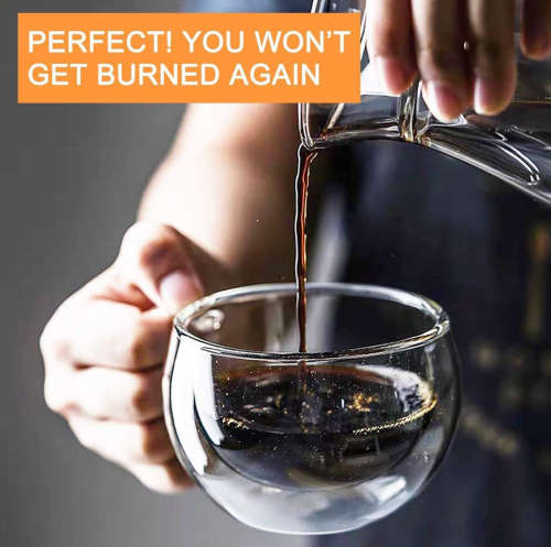 150ml Double Wall Glass Mug Set of 2 - Transparent