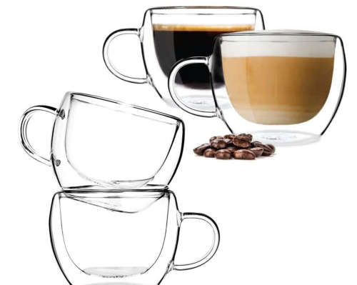 150ml Double Wall Glass Mug Set of 2 - Transparent
