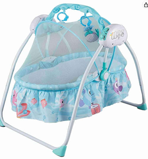 Baby cradle electric smart automatic swing baby crib - Blue