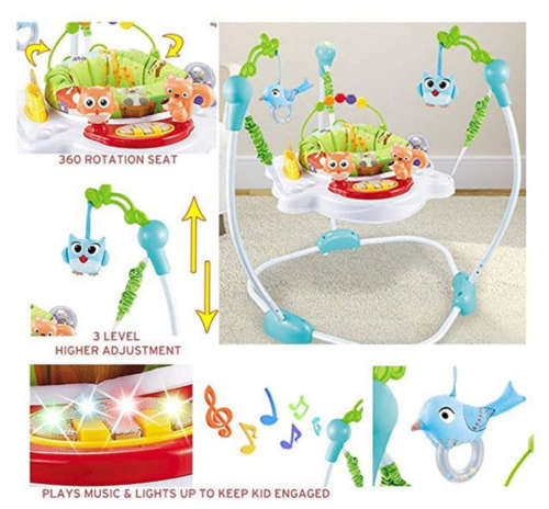 Baby Jumper with Sturdy Freestanding Steel Frame for Safe Jumping Blue