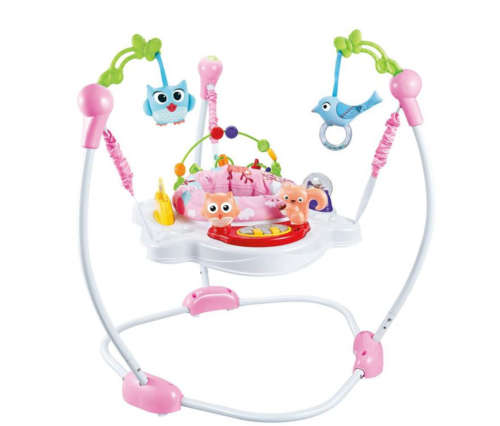 Baby Jumper with Sturdy Freestanding Steel Frame for Safe Jumping PINK