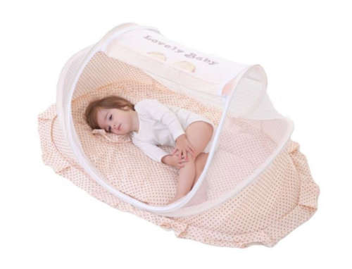 Baby Bed Tent Crib Mattress Portable Foldable Mosquito Net - Khaki Gold