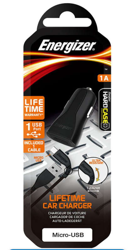 Energizer Car Charger 1A + Micro-USB Cable - Black