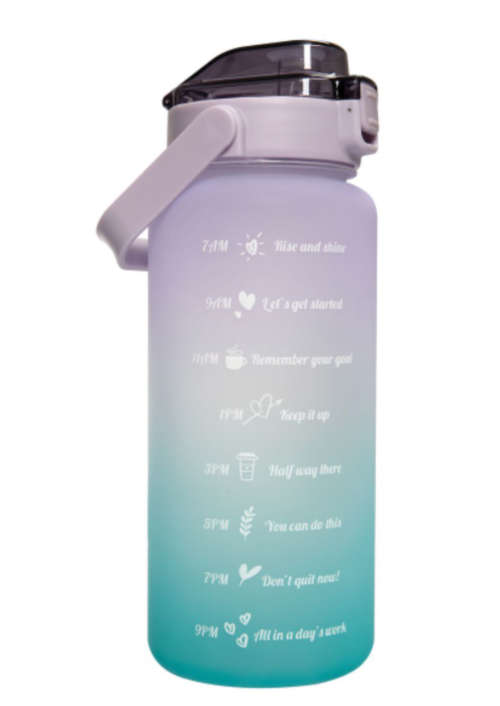 Water Bottle with Motivational Time Markers - 2L - LILAC PURPLE