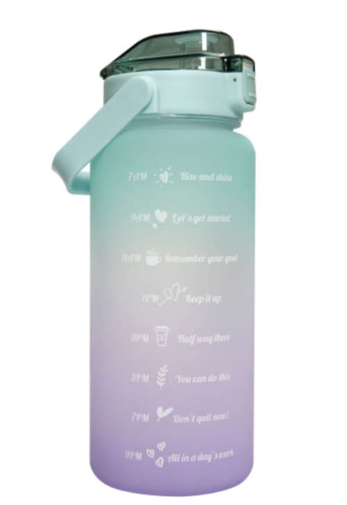 Water Bottle with Motivational Time Markers - 2L - LILAC PURPLE