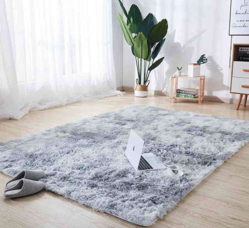 Large Premium Fluffy Carpet/Rug - Light Grey Mix - 200cm x 150cm