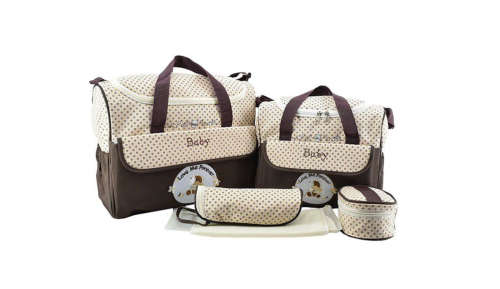 Multifunction Baby Diaper Bag Set - Coffee (Set of 5)