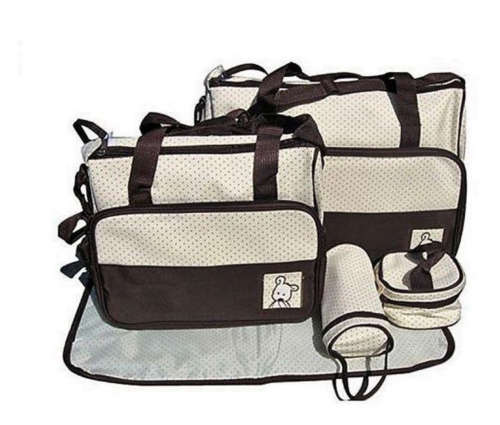 Multifunctional Baby Changing Diaper Handbag 5 Piece Set - Brown
