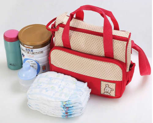 Multifunctional Baby Changing Diaper Handbag 5 Piece Set - Brown