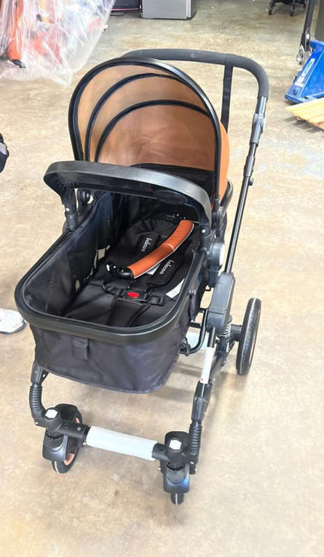 Belecoo 3 in 1 Baby Stroller Pram With Car Seat - Brown and Black