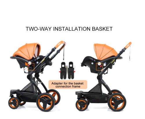 Belecoo 3 in 1 Baby Stroller Pram With Car Seat - Brown and Black