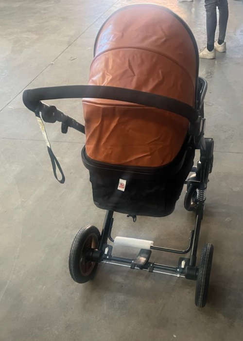 Belecoo 3 in 1 Baby Stroller Pram With Car Seat - Brown and Black