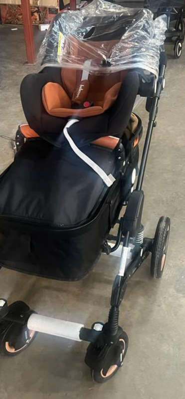 Belecoo 3 in 1 Baby Stroller Pram With Car Seat - Brown and Black
