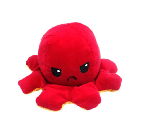 Reversible Mood Plush Octopus - Sad Red To Happy Brown