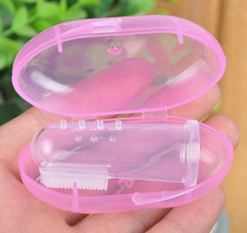 Soft Baby Silicone Finger Toothbrush - Blue