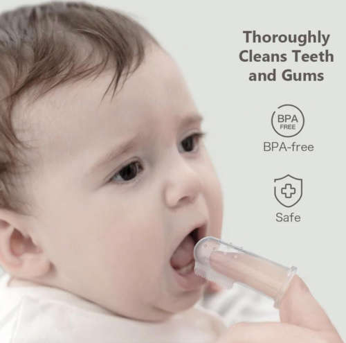 Soft Baby Silicone Finger Toothbrush - Blue