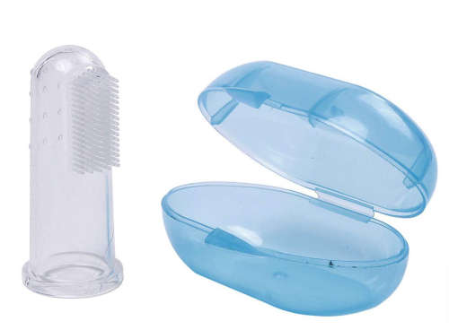 Soft Baby Silicone Finger Toothbrush - Blue