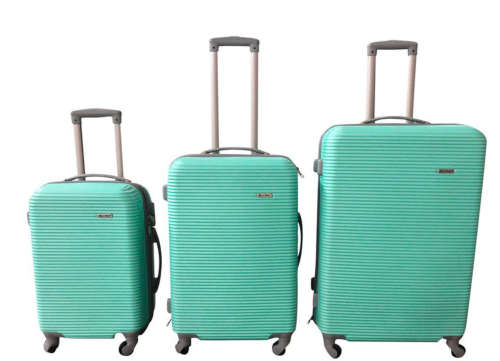 Hard Outer Shell Travel Luggage Set - 3 Piece - Green