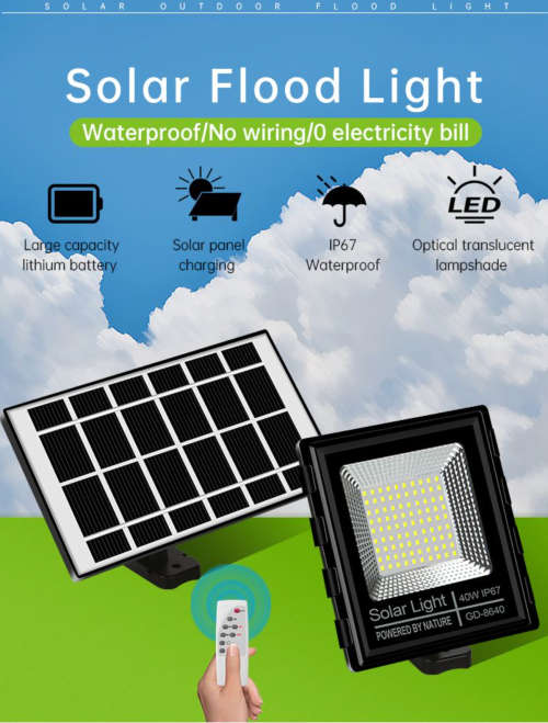 40W Solar Flood Light Outdoor Waterproof IP67 with Remote