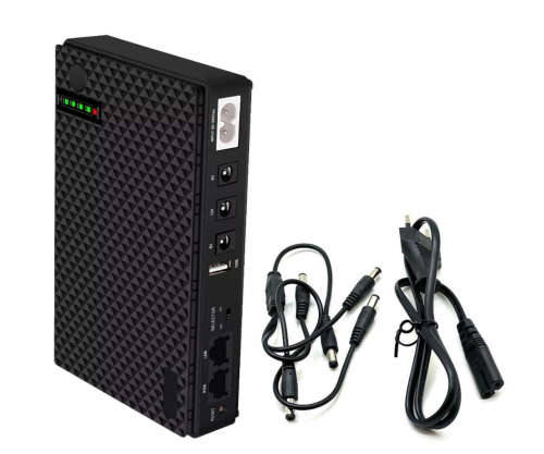Mini DC UPS for Wifi Router Backup Power Supply - 10400mAh - Black