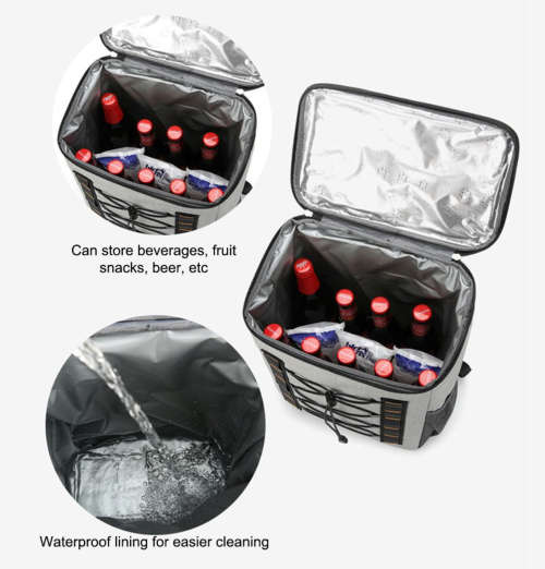 Portable Insulated Leakproof Cooler Bag Lunch Picnic Bag Backpack - Grey or Black