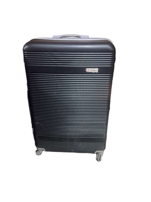 Hard Outer Shell Travel Luggage Set - 3 Piece - Black With Lines- Premium Quality Brand New